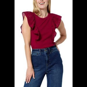 La Joie Eyelet Ruffle Tank Mulberry - Regular